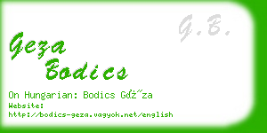 geza bodics business card